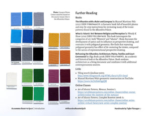 Fabric swatches and further reading spread from digital PDF pattern.