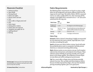 Fabric Requirements from the PDF pattern, as well as a materials checklist